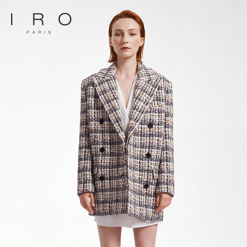 IRO轻奢早秋粗花呢编织西装外套