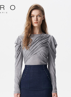 IRO NIGHT 2026春季百褶长袖修身不规则棉纺上衣WP19FAUSTA23S