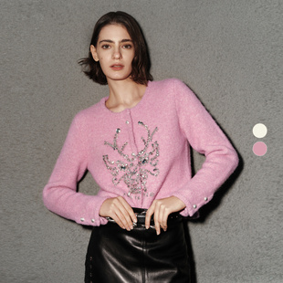 IRO NIGHT 2025年冬季大龙头水钻开衫针织毛衫外套IWF351M03800