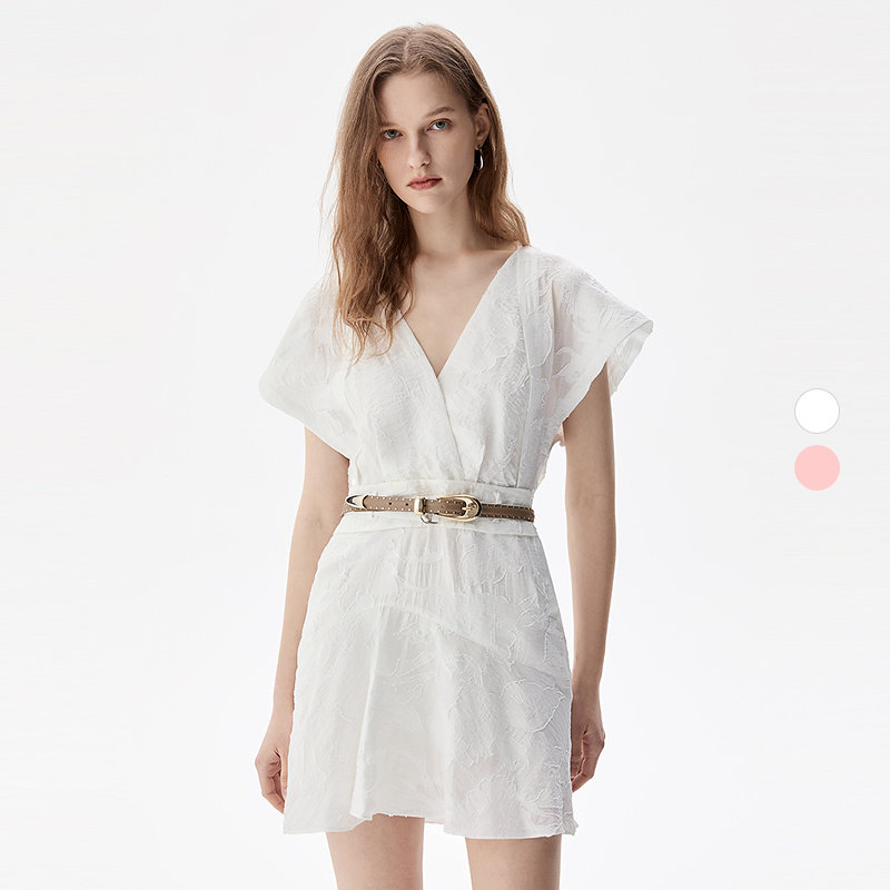 IRO NIGHT 2026年夏季飞袖含腰带短款提花连衣裙WM33FABIANA24S