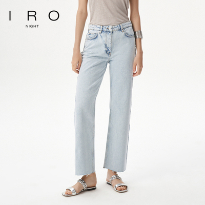 毛边中腰直筒IRO牛仔裤