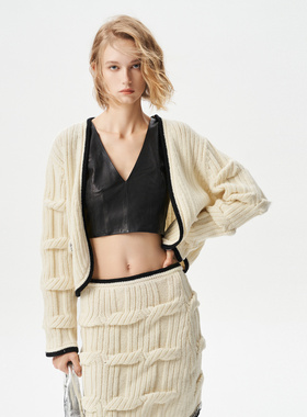 IRO NIGHT 2025年冬季含绵羊毛绞花针织外套长袖开衫IWF354M07600