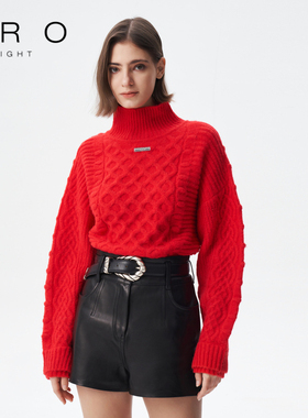 IRO NIGHT 2025年冬款绵羊毛半高领针织双袖口毛衣IWF344M04700