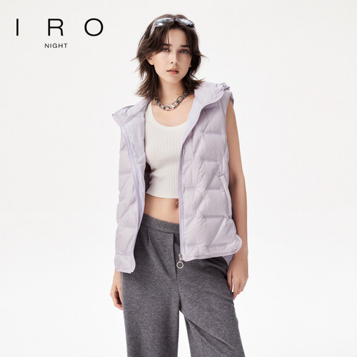 鹅绒羽绒服马甲IRO直筒宽松连帽