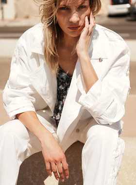 IRO NIGHT 2025年冬季侧面穿绳长袖白色牛仔外套WP07MYLAN25S