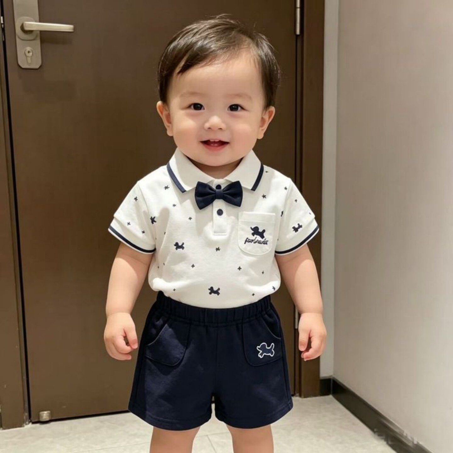 男童套装夏季2026新款宝宝纯棉短袖T恤Polo衫儿童短裤帅气两件套图片