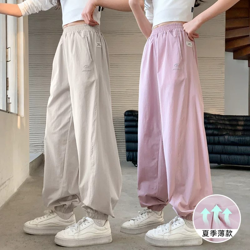 女童夏季冰丝速干防蚊运动裤图片