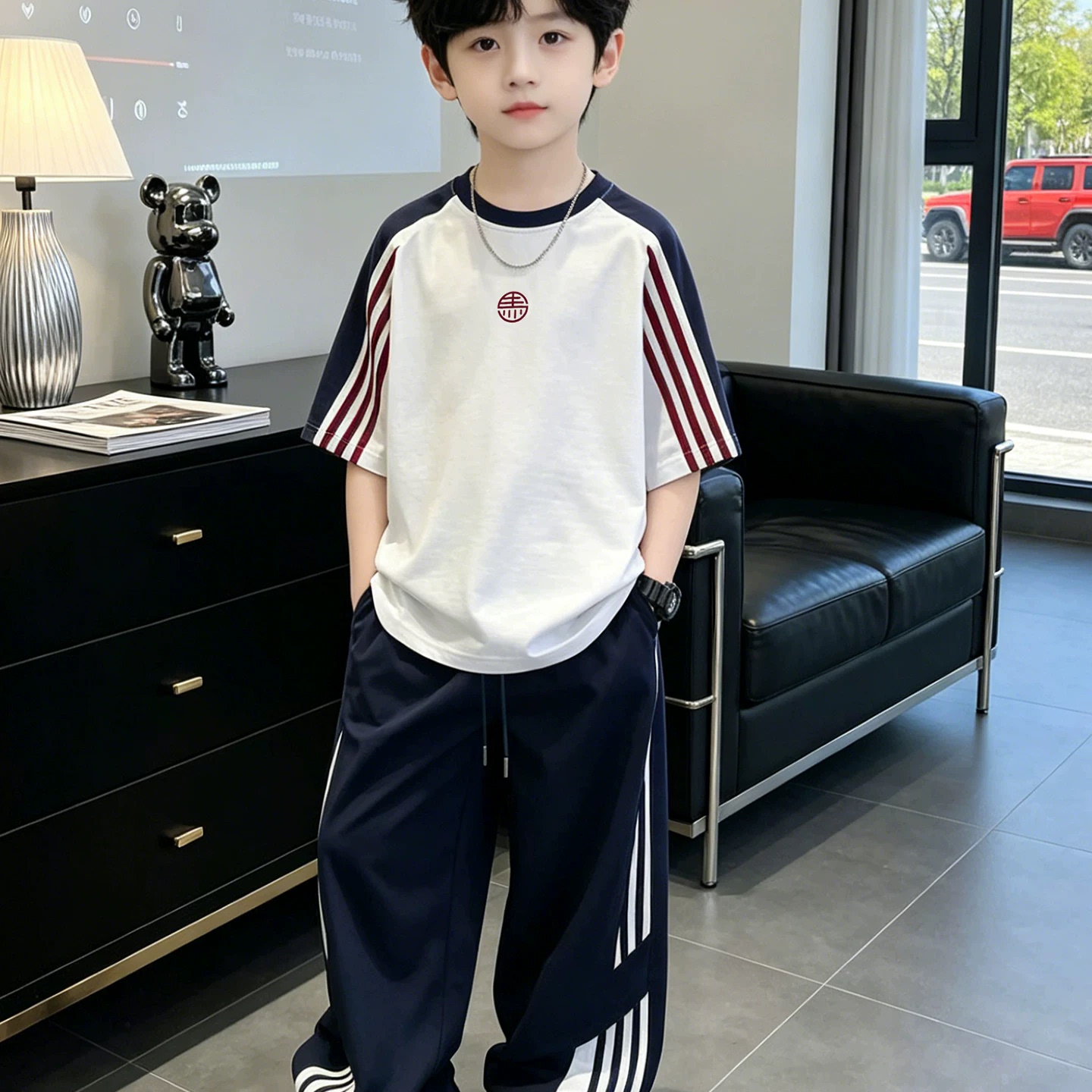 童装男童夏装套装2026新款夏季男孩运动短袖薄款夏款大儿童酷帅潮
