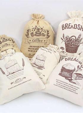 新品面包店蛋糕房摆件面粉袋纯棉收纳袋装饰挂饰烘焙软装套装包邮