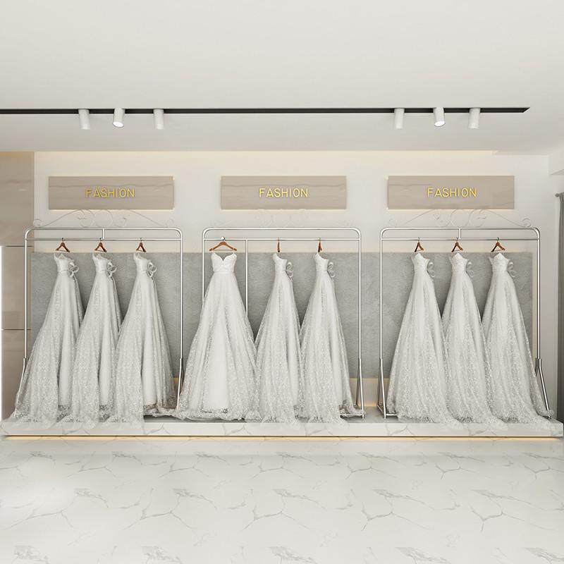 婚纱店高档展示架中式拖尾秀禾礼服敬酒服衣挂架简约婚纱架子加粗