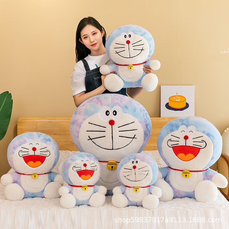 德国卡通可爱扎染叮当猫公仔机器猫玩偶抱枕哆啦a梦毛绒玩具礼物