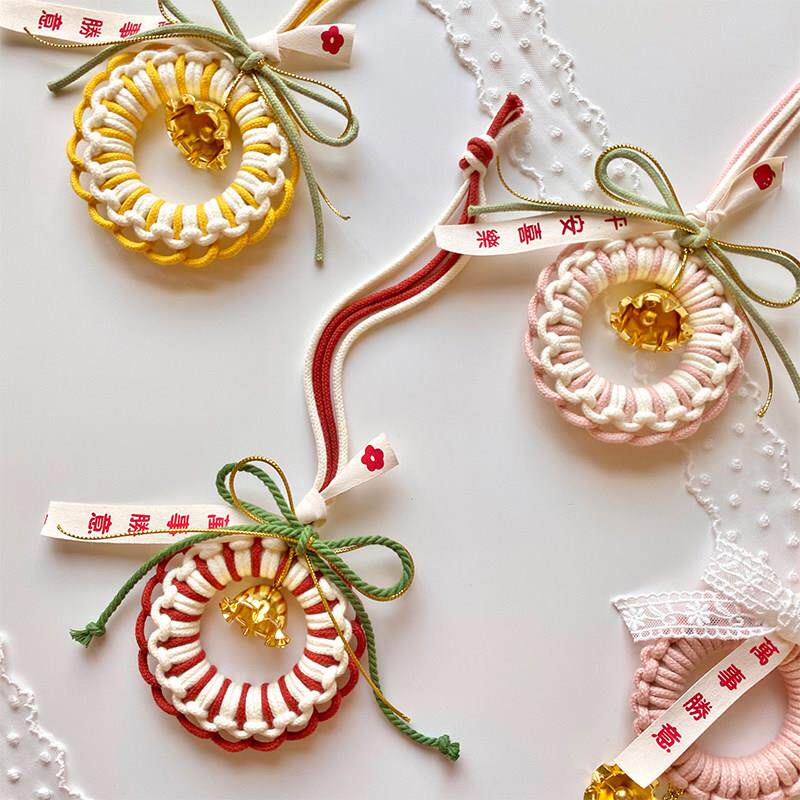 Anne macrame「甜甜圈」祈福铜铃车挂diy材料包ins风手工编织礼物