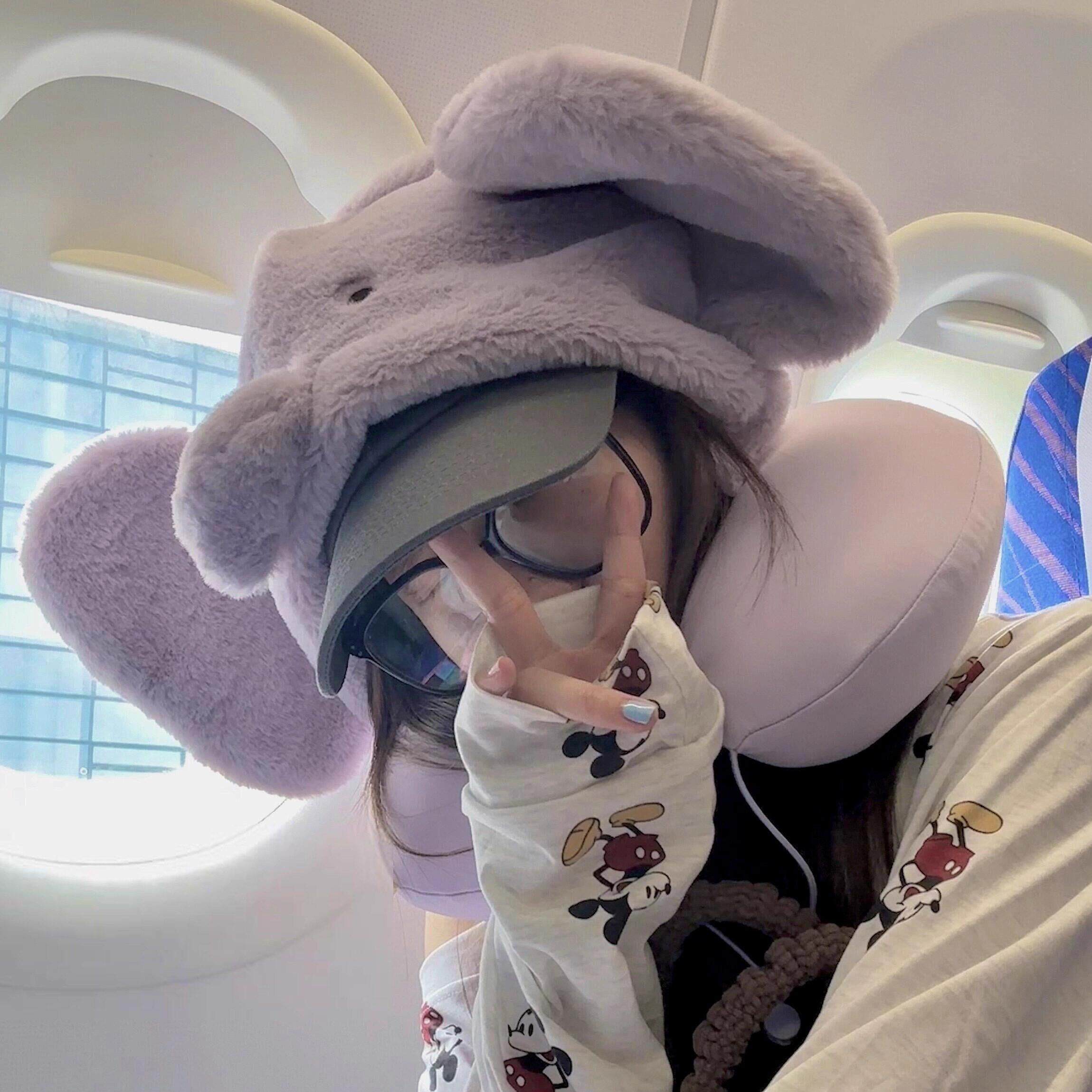 可爱饼饼小象连帽u型颈枕睡觉旅行办公室午睡休息飞机旅行护颈枕