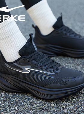 凌翼鸿星尔克男鞋2026春秋季新款黑色减震回弹轻便软底运动跑步鞋