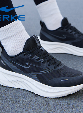 凌跃3鸿星尔克男鞋2026新款黑武士黑色网面透气减震软底运动跑鞋