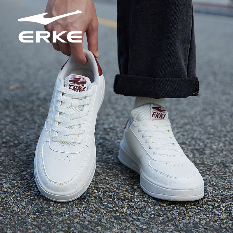 鸿星尔克男鞋秋冬季新款运动鞋中学生空军一号青少年防水小白鞋子