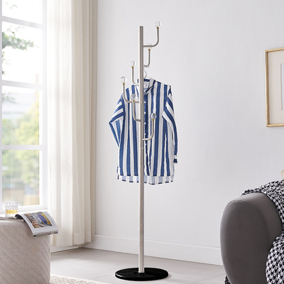 不锈钢加厚衣架落地卧室挂衣架客厅立式转角单杆式结实耐用简易