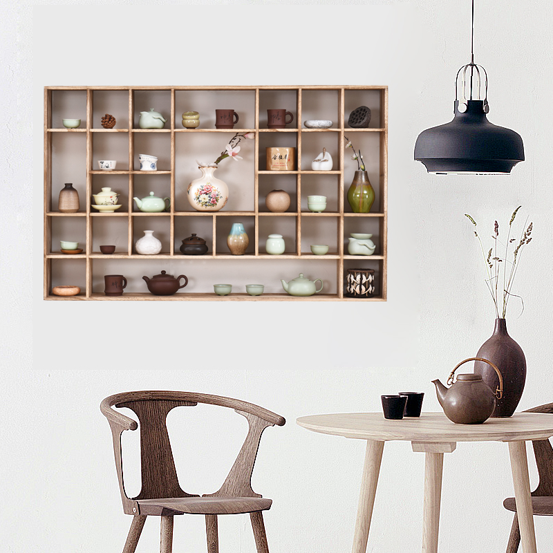 实木茶杯架多宝阁展示架隔断博古架置物架挂墙紫砂茶壶茶具柜壁挂