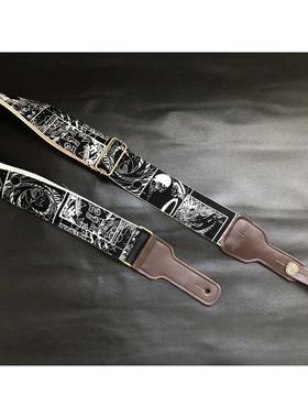 很酷得黑色动漫主题加厚帆布通用吉他背带贝斯背带Guitar strap