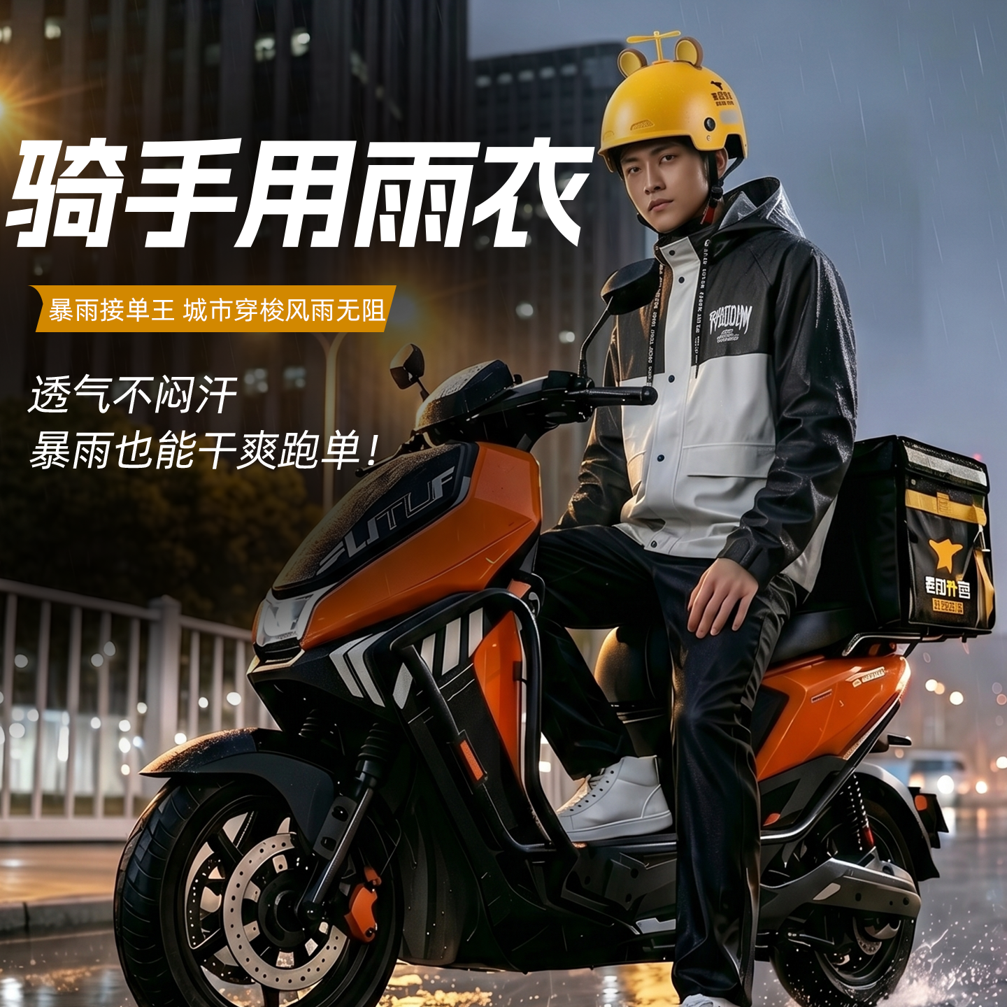骑手用雨衣骑行服防水耐磨透气长款全身雨披外穿加厚反光防雨服