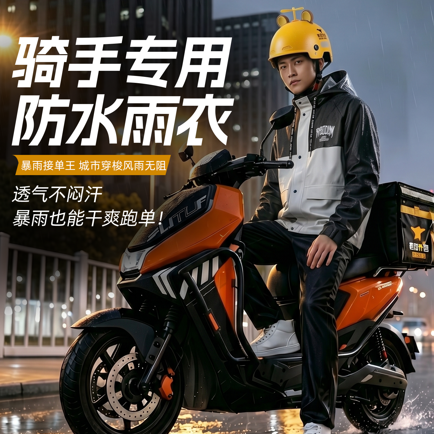 骑手专用防水雨衣耐磨透气长款全身雨披成人外穿加厚反光防雨服