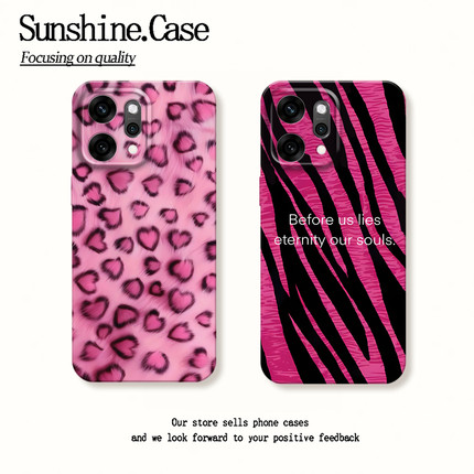 粉色豹纹适用opporeno14手机壳新款reno13pro套10创意个性reon9por+小众8/7高级6ultra5男女款OPPO K12xk11a