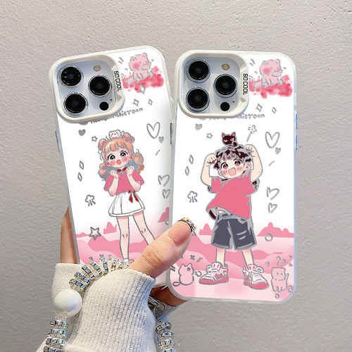 粉色情侣适用oppore手机壳新款10pro套1+ace3高级感findx7全包ace2v彩银reon9por不撞壳一加12男女款k11+