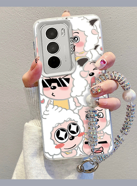 白色懒羊羊适用opporeno12手机壳新款11pro套1+ace3高级感findx7卡通ultra彩银reon9por可爱a3一加男女款k10+