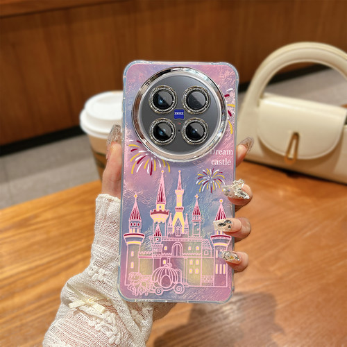 粉色烟花城堡vivox200pro适用手机壳新款iqoo13套100ultra高级感s19镜头膜neo9冰川纹80mini女7se6por款y300+