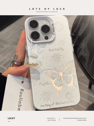 ins风蝴蝶适用oppore手机壳新款reno10pro套reno9高级感findx6全包reno8/7彩银6pro简约find5男女款a2por