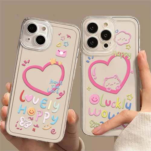 涂鸦爱心适用oppore手机壳新款10pro/1+ace3高级感findx7全包ace2v可爱reon9por简约ins风一加12男女k11+