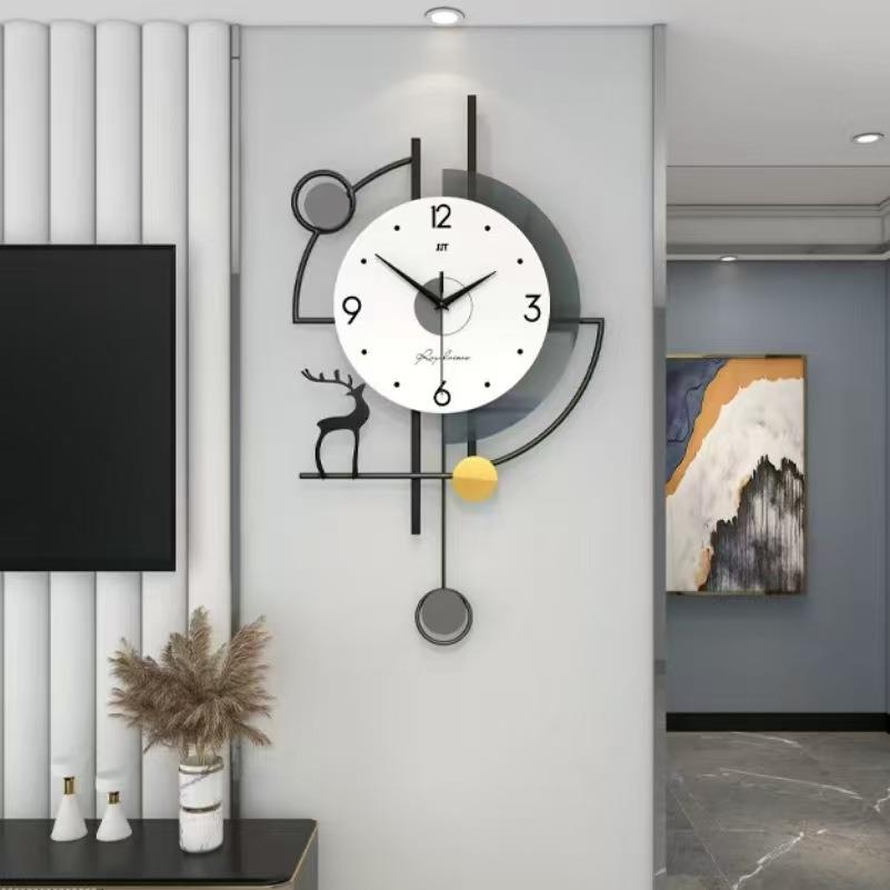 现代简约挂钟高级感客厅家居装饰餐厅静音钟表挂墙时尚创意挂表