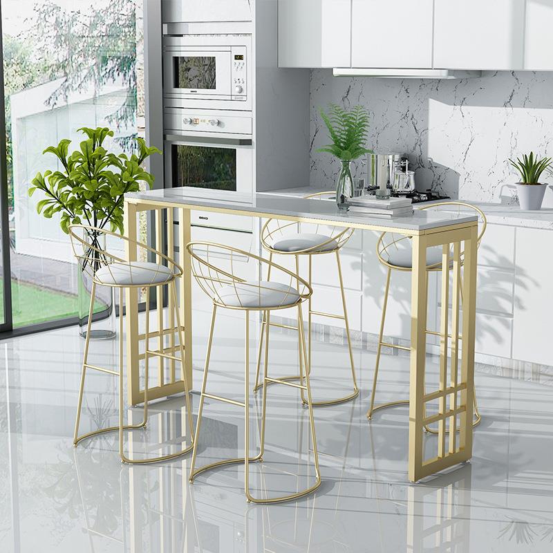 北欧吧台桌椅小户型咖啡馆奶茶店 岩板吧台桌椅客厅靠墙高脚桌