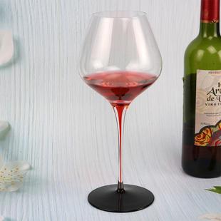 红挺黑底勃艮第领结红酒杯现货含运波尔多彩盒装 水晶红葡萄酒杯