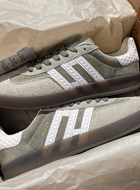 灰色复古德训鞋男款女2025新款莆田平底阿甘鞋休闲百搭运动板鞋子