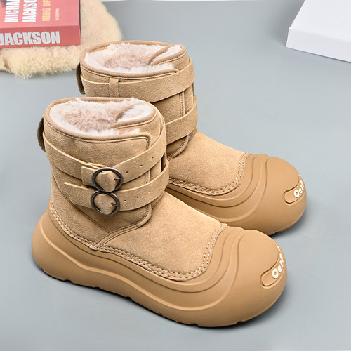 开口笑丑萌大头雪地靴男女冬季