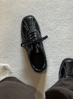 cleanfit德训鞋男老钱风极简高级黑色拳击训练鞋英伦薄底休闲皮鞋