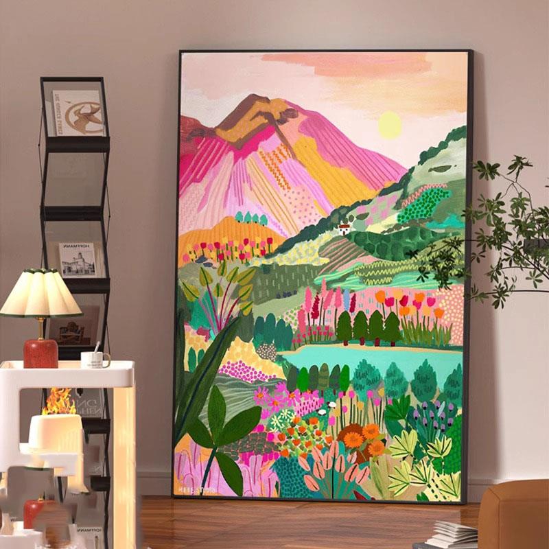 北欧多巴胺风景装饰画马蒂斯客厅挂画小众抽象民宿酒店餐厅墙壁画图片