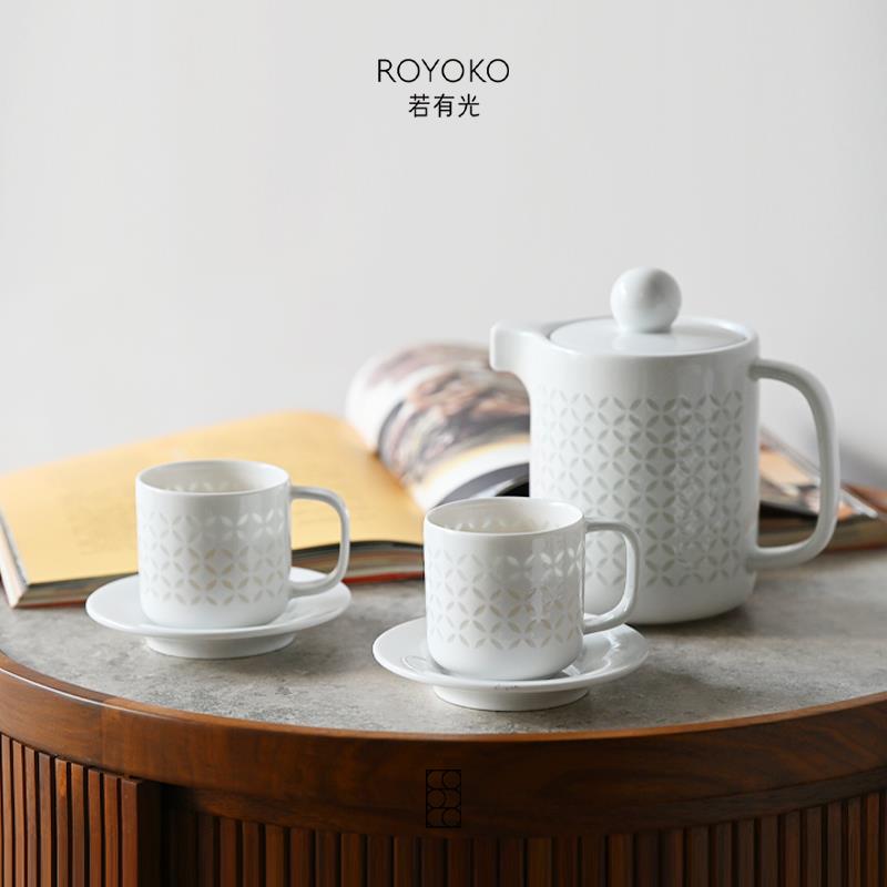 若有光陶瓷咖啡壶套装玲珑瓷凉水壶水杯家用套装高级感景德镇茶具