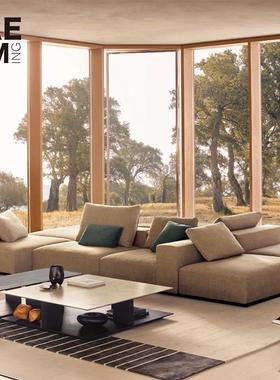 意式极简 poliform 西区岛屿模块组合双面布艺客厅横厅大平层沙发