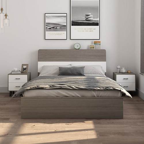 床现代简约小户型床榻榻米床主卧室1.35米北欧床收纳高箱体储物床