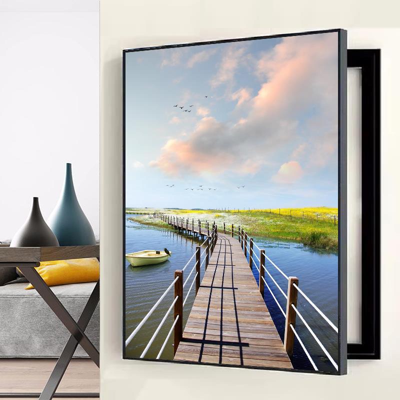 现代简易侧开立式水表箱装饰画鹿挡配电箱电动闸门强弱空开立式版