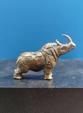 采购产品黄铜青铜犀牛青铜古董装饰品铜工艺品桌面汽车动物装饰品
