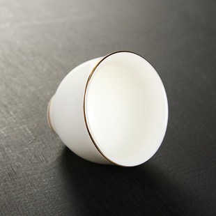 猪油白品茗杯德化纯o白陶瓷茶具杯子描金功夫茶具茶水杯子代发定