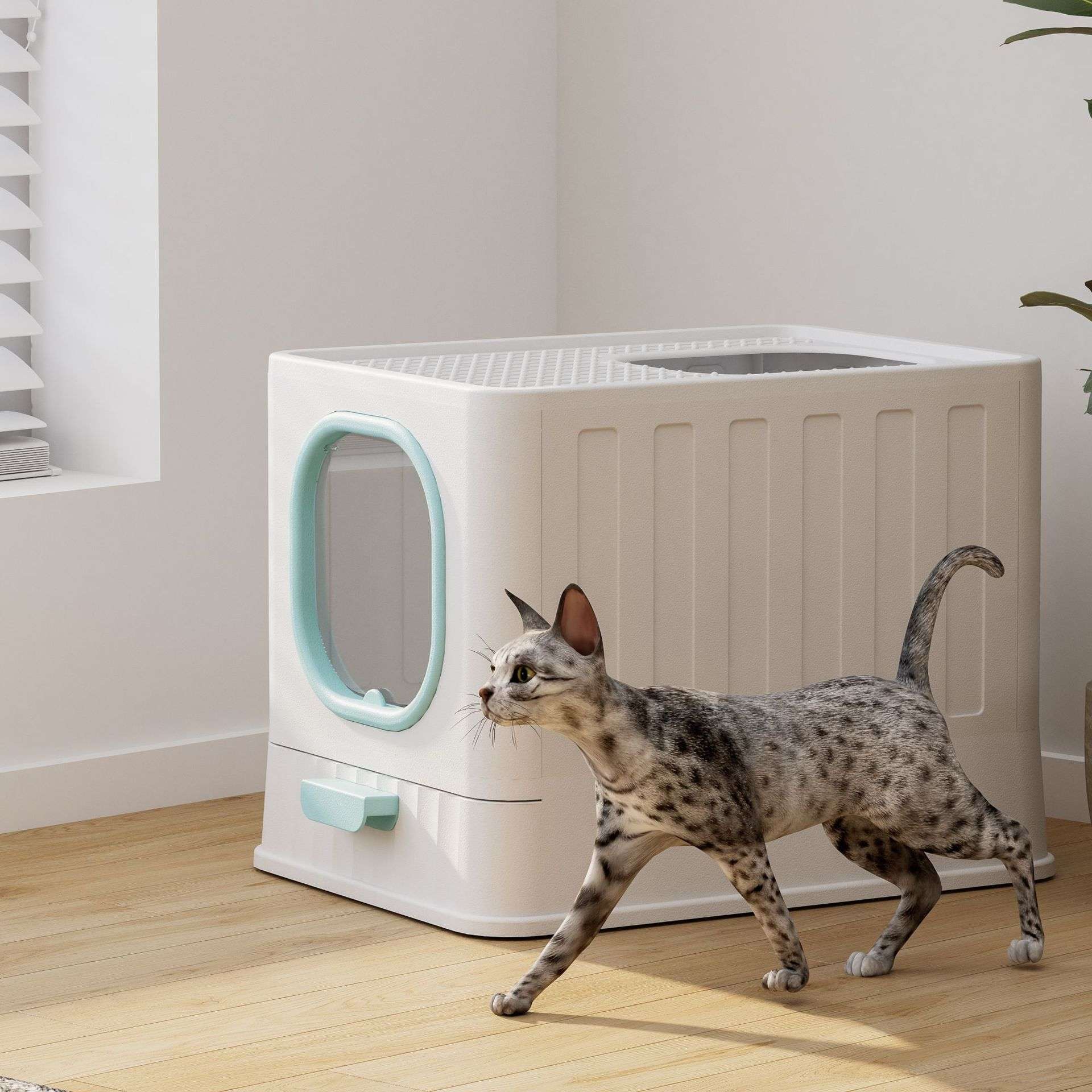现货封闭塑料猫砂盆猫咪清洁用品折叠阻臭阻外溅猫厕所量大从优