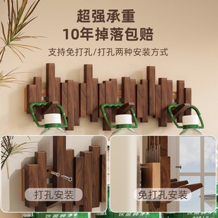 钢琴键挂衣架实木墙上壁挂钩卧室玄关入户进门后置物免Z打孔衣帽