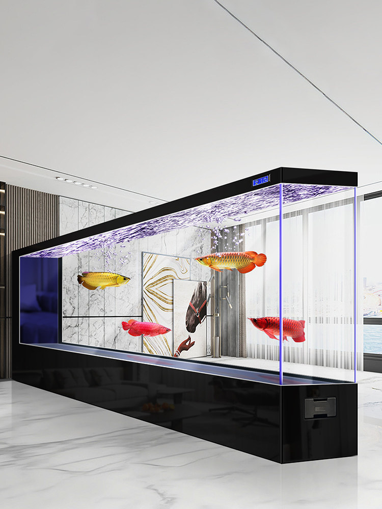 超大落地式鱼缸客厅2025全新屏风隔断超白玻璃定制家庭生态水族