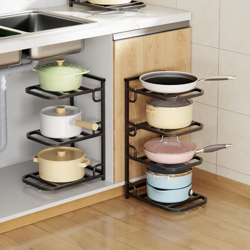 锅架厨房家用多层台面窄夹缝放锅具架子置物架下水槽整体橱柜内收