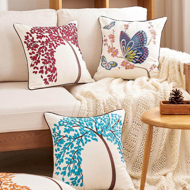 简约现代绣花刺绣中式抱枕沙发客厅办公室靠垫靠枕抱枕套含芯腰枕,居家布艺,靠垫/抱枕,淘宝优惠券,粉丝福利购,淘宝优惠卷