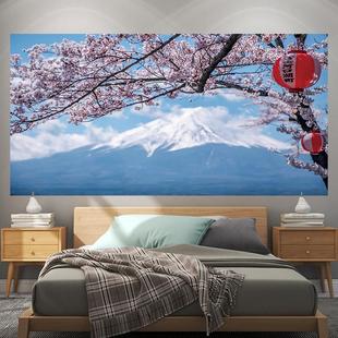 饰画布 富士山风景墙布背景布ins挂布宿舍墙壁遮丑墙画卧室床头装